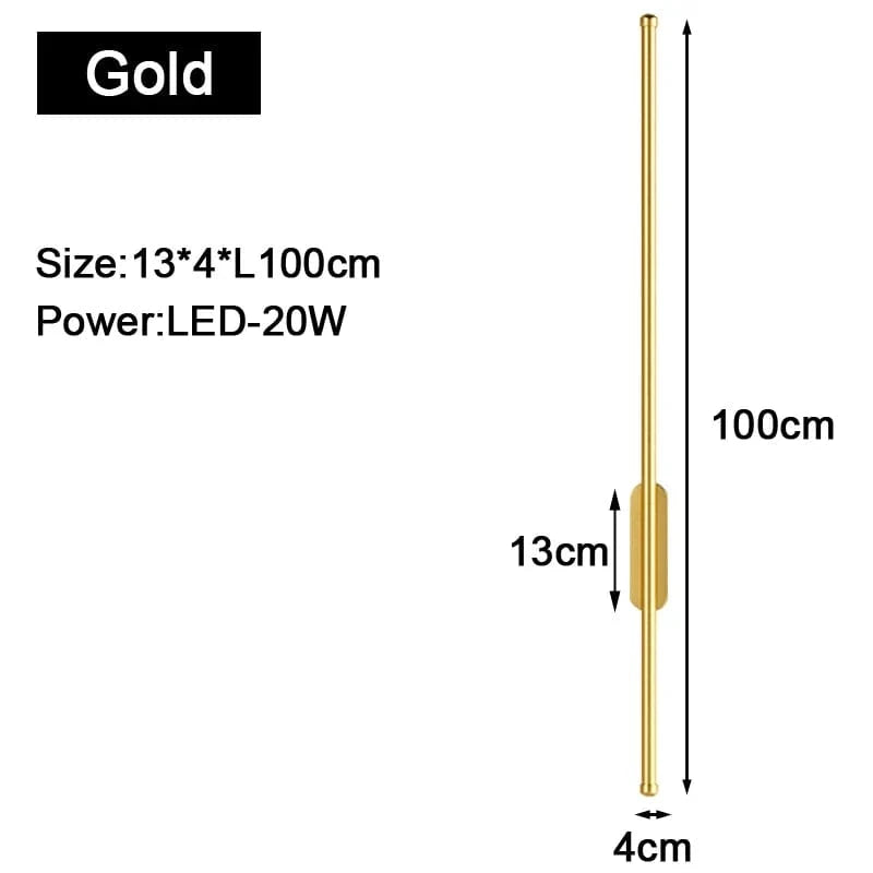 Applique murale LED d'intérieur Gold & Black | Marco Lucetti A Or 100cm 20w / Blanc chaud