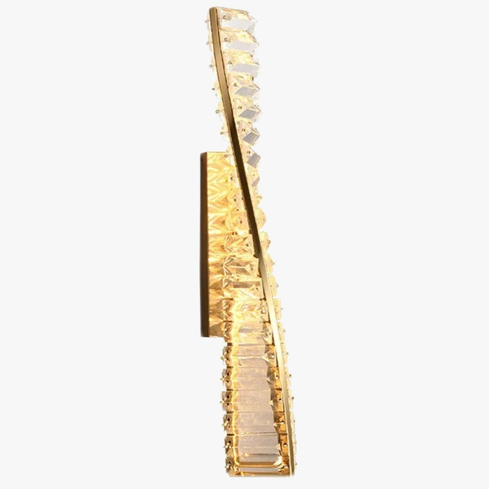 Applique murale LED de luxe en cristal doré - Brillante élégance