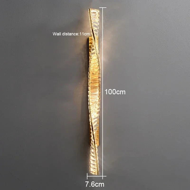 Applique murale LED de luxe en cristal doré - Brillante élégance | Marco Lucetti 100 cm