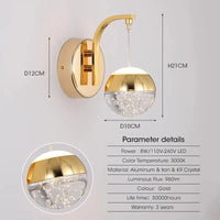 Applique murale LED de luxe en cristal doré | Marco Lucetti Or