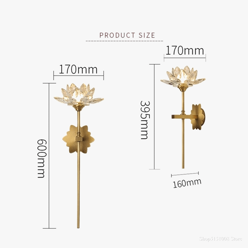 Applique murale LED de luxe en cristal en forme de lotus | Marco Lucetti