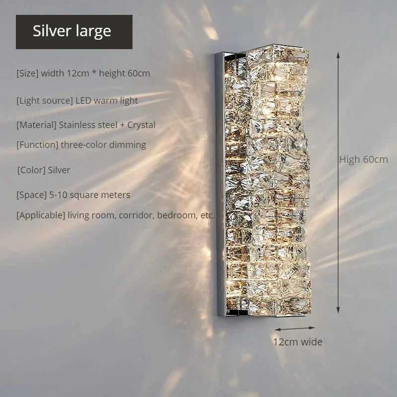 Applique Murale LED de Luxe en Cristal K9 Moderne | Marco Lucetti 60cm-argent / 3 couleurs modifiables