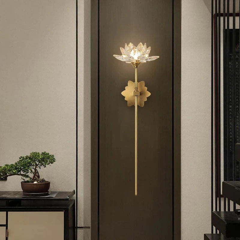 Applique murale LED de luxe en cristal Lotus Chinois créatif | Marco Lucetti