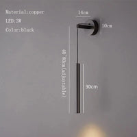 Applique murale LED de luxe en cuivre ajustable en hauteur | Marco Lucetti Noir / 3 modifiables