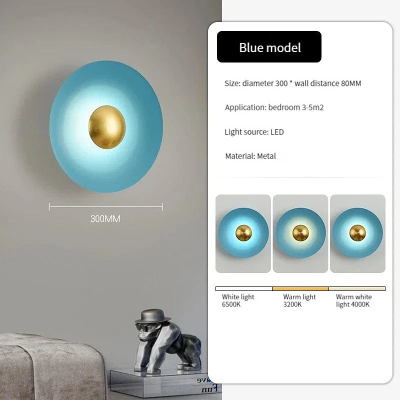Applique Murale LED de Luxe Ronde pour une Décoration Moderne de Luxe Intérieure. | Marco Lucetti Bleu / Lumière tricolore