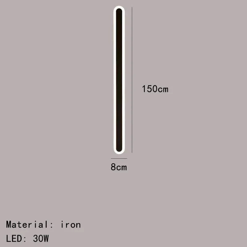 Applique Murale LED Décorative en Aluminium Acrylique - Polyvalente et Élégante | Marco Lucetti 150cm-Noir / Lumière blanche