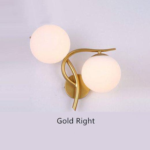 Applique murale LED design Croisée avec boule de verre (noir ou doré) | Marco Lucetti Doré - Droite