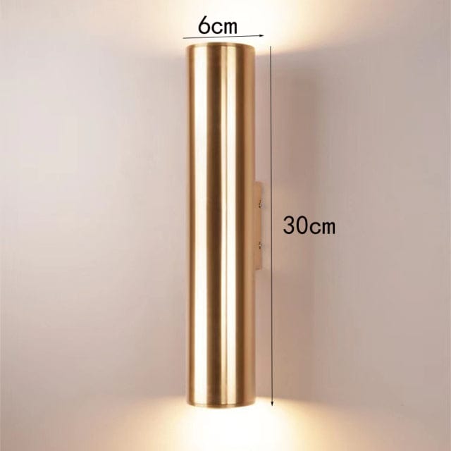 Applique murale LED design cylindrique Zion | Marco Lucetti Doré / Chaude