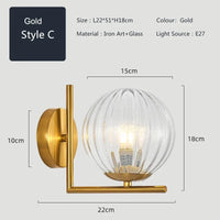 Applique murale LED design en fer avec abat-jour en verre | Marco Lucetti Style C Or / CHINE