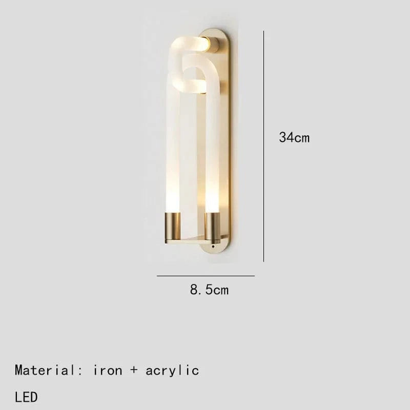 Applique murale LED design en métal et acrylique pour un intérieur moderne | Marco Lucetti 34cm-Or / Lumière blanche