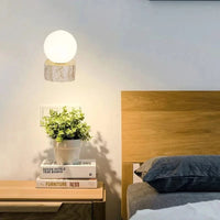 Applique murale LED design en verre avec pierre naturelle | Marco Lucetti