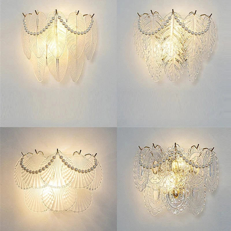 Applique Murale LED Design en Verre - Collection Perle Plume Feuille Coquille Soleil Fleur | Marco Lucetti