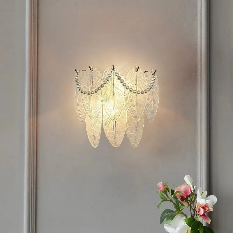 Applique Murale LED Design en Verre - Collection Perle Plume Feuille Coquille Soleil Fleur | Marco Lucetti