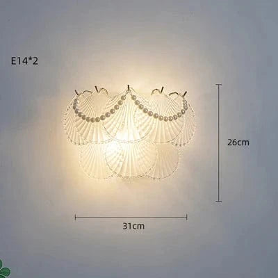 Applique Murale LED Design en Verre - Collection Perle Plume Feuille Coquille Soleil Fleur | Marco Lucetti Coque 2 couches / Lumière blanche