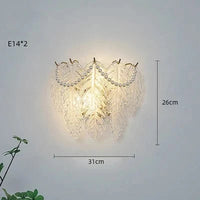 Applique Murale LED Design en Verre - Collection Perle Plume Feuille Coquille Soleil Fleur | Marco Lucetti Feuille à 2 couches / Lumière chaude