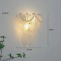 Applique Murale LED Design en Verre - Collection Perle Plume Feuille Coquille Soleil Fleur | Marco Lucetti Feuille à 3 couches / Lumière chaude