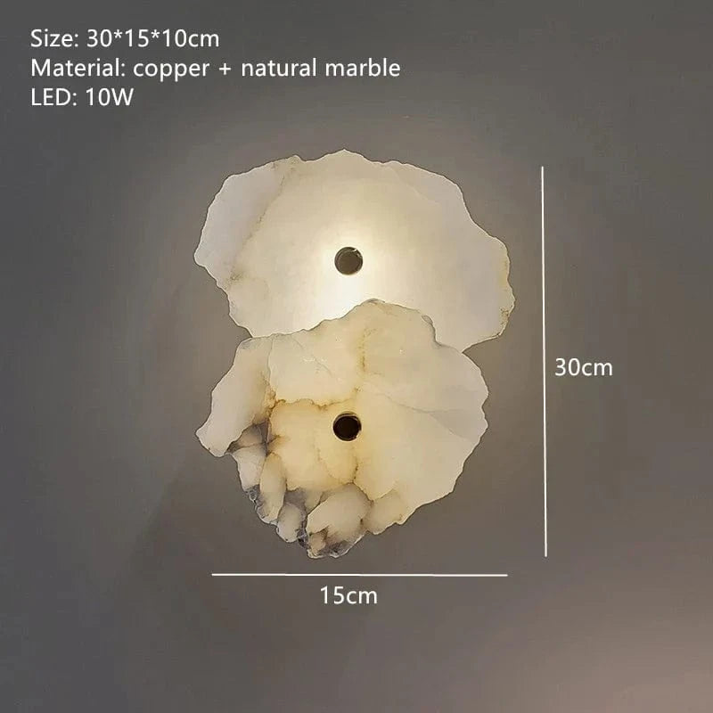 Applique Murale LED Design Luxe en Marbre et Cuivre | Marco Lucetti 2 billes / Lumière naturelle