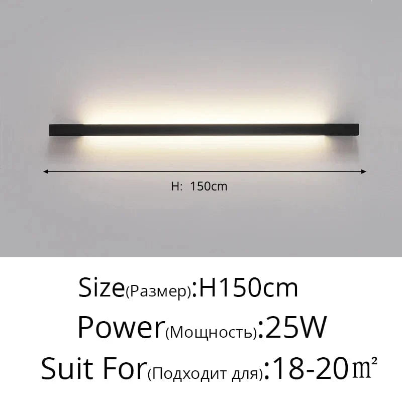 Applique murale LED design minimaliste et créatif | Marco Lucetti Noir H150cm 25W / 2 couleurs sans télécommande