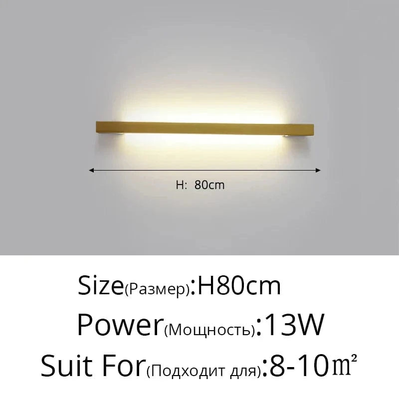 Applique murale LED design minimaliste et créatif | Marco Lucetti Or H80cm 13W / 2 couleurs sans télécommande