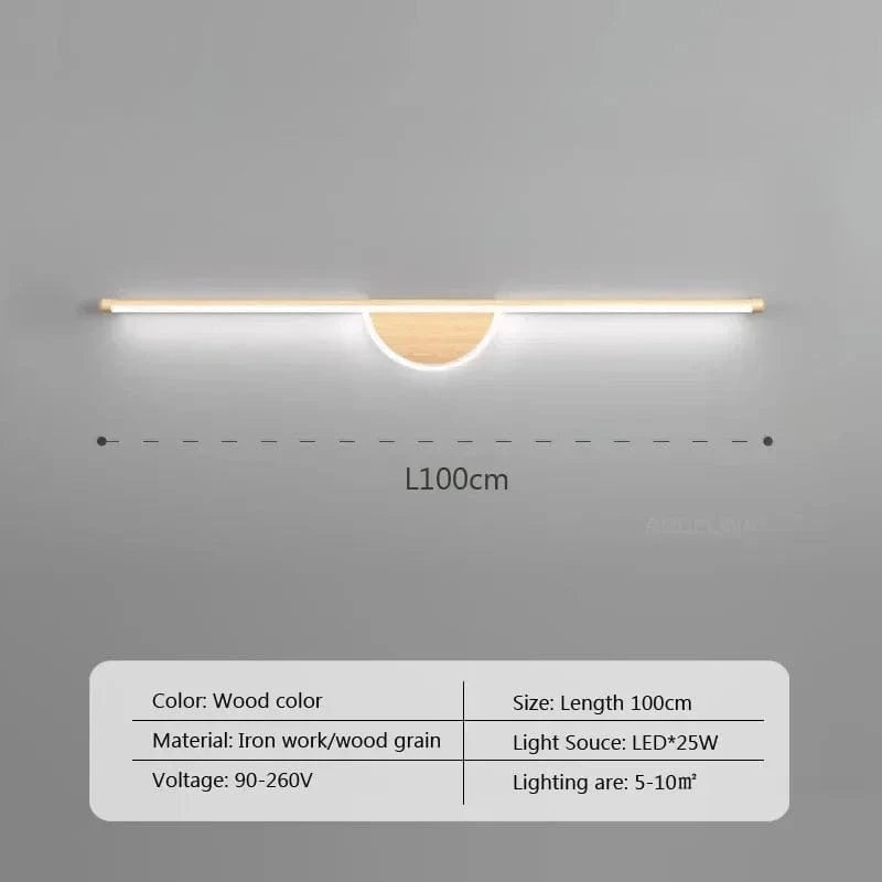 Applique murale LED design modern | Marco Lucetti LWL128 100cm Bois / Blanc froid