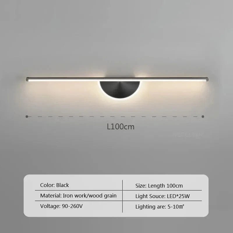 Applique murale LED design modern | Marco Lucetti LWL128 100cm Noir / Blanc froid