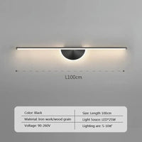 Applique murale LED design modern | Marco Lucetti LWL128 100cm Noir / Blanc froid