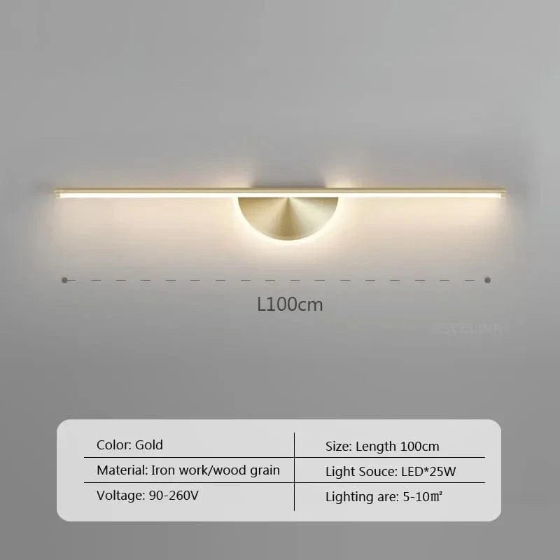 Applique murale LED design modern | Marco Lucetti LWL128 100cm Or / Blanc froid