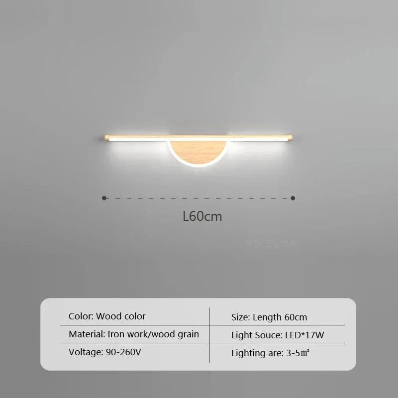 Applique murale LED design modern | Marco Lucetti LWL128 60cm Bois / Blanc froid