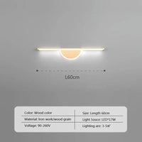 Applique murale LED design modern | Marco Lucetti LWL128 60cm Bois / Blanc froid