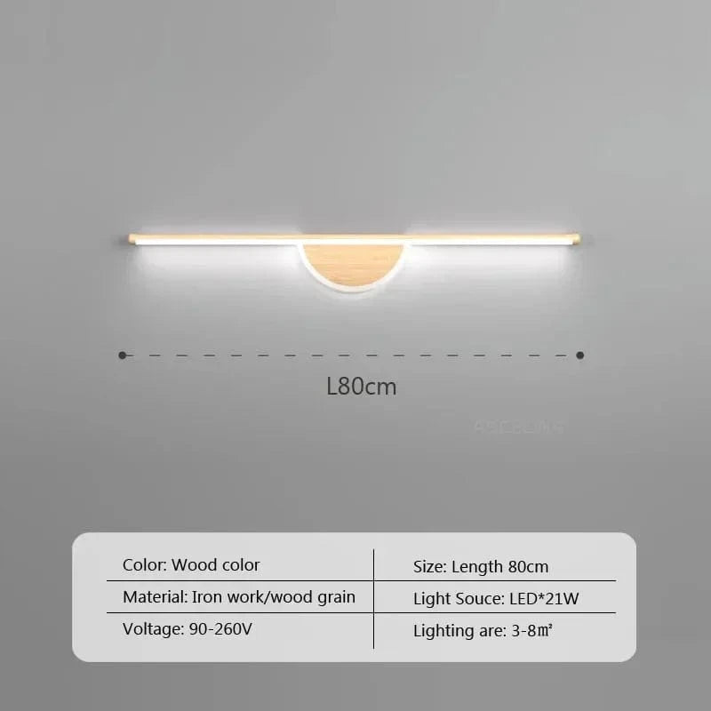 Applique murale LED design modern | Marco Lucetti LWL128 80cm Bois / Blanc froid