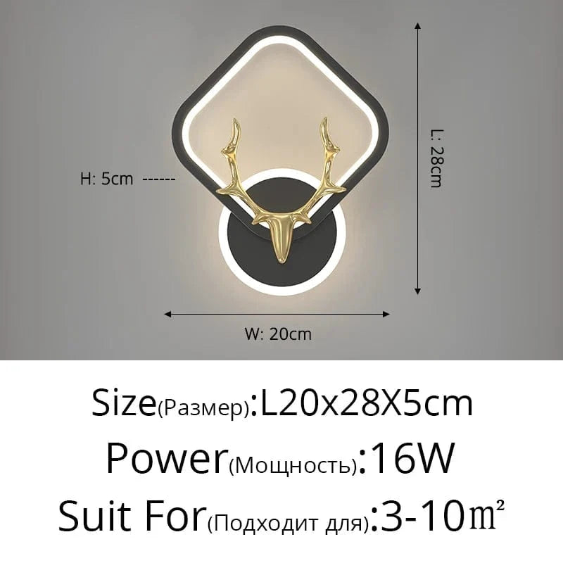 Applique Murale LED Design Nordique Moderne pour Décoration Intérieure - Lumière Atmosphérique | Marco Lucetti B Noir L20x28cm 16w / Blanc chaud (2700-3500K)