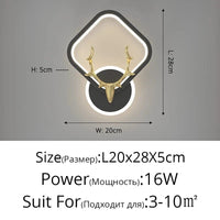 Applique Murale LED Design Nordique Moderne pour Décoration Intérieure - Lumière Atmosphérique | Marco Lucetti B Noir L20x28cm 16w / Blanc chaud (2700-3500K)