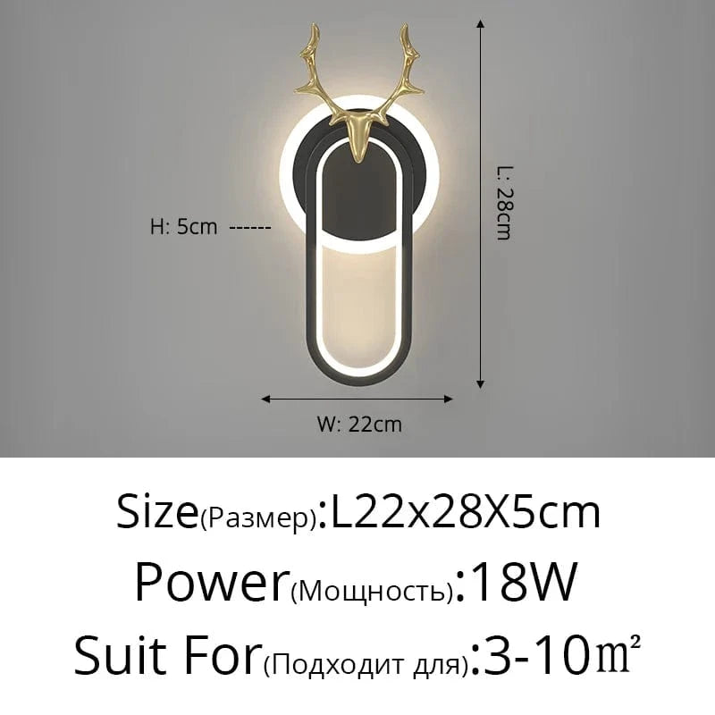 Applique Murale LED Design Nordique Moderne pour Décoration Intérieure - Lumière Atmosphérique | Marco Lucetti C Noir L22x28cm 18w / Blanc chaud (2700-3500K)