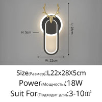 Applique Murale LED Design Nordique Moderne pour Décoration Intérieure - Lumière Atmosphérique | Marco Lucetti C Noir L22x28cm 18w / Blanc chaud (2700-3500K)