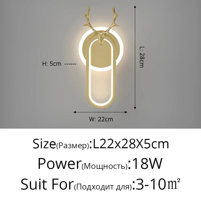 Applique Murale LED Design Nordique Moderne pour Décoration Intérieure - Lumière Atmosphérique | Marco Lucetti C Or L22x28cm 18w / Blanc chaud (2700-3500K)
