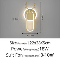 Applique Murale LED Design Nordique Moderne pour Décoration Intérieure - Lumière Atmosphérique | Marco Lucetti C Or L22x28cm 18w / Blanc chaud (2700-3500K)