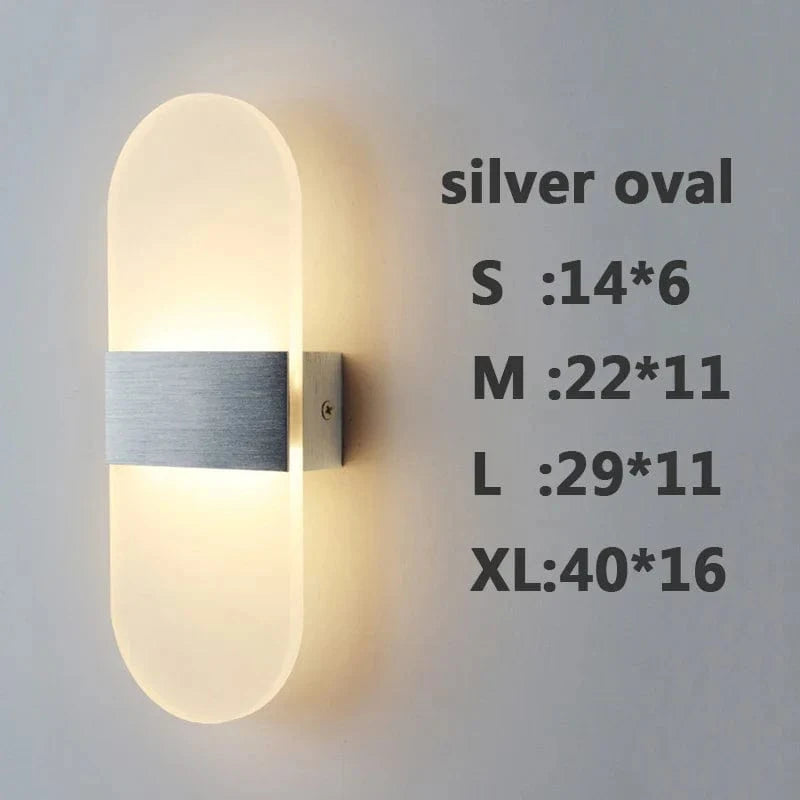 Applique Murale LED Design pour Chambre avec Effet Acrylique Elliptique | Marco Lucetti Ovale en argent / L14cmL6cm / Blanc froid