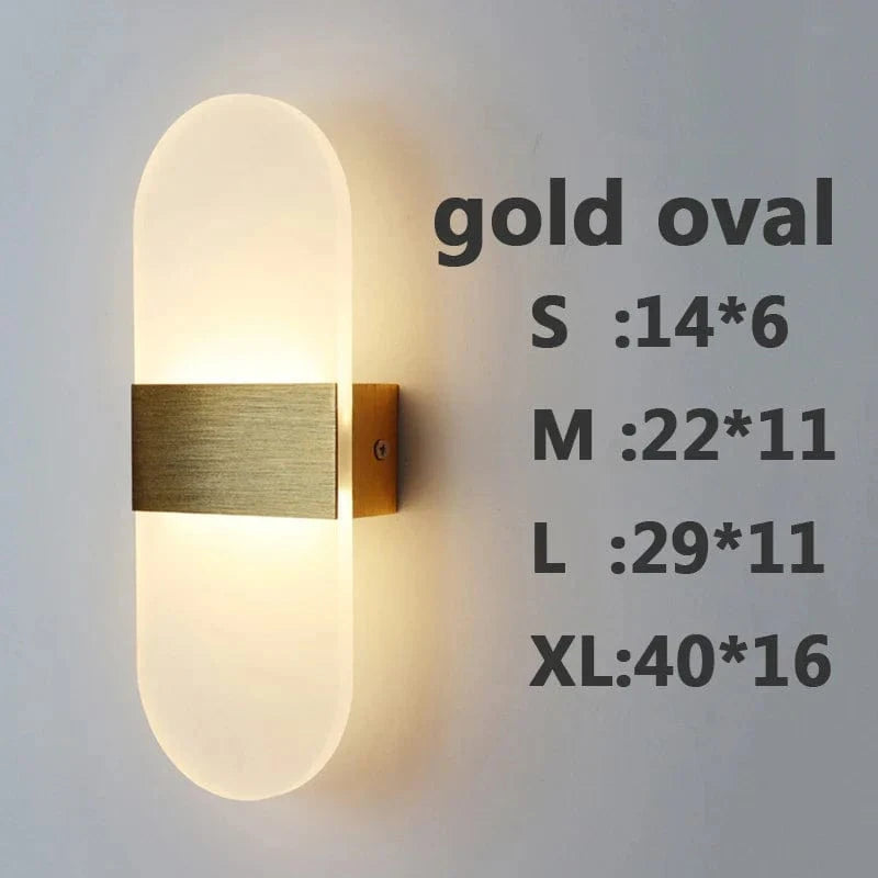 Applique Murale LED Design pour Chambre avec Effet Acrylique Elliptique | Marco Lucetti Ovale en or / L14cmL6cm / Blanc froid