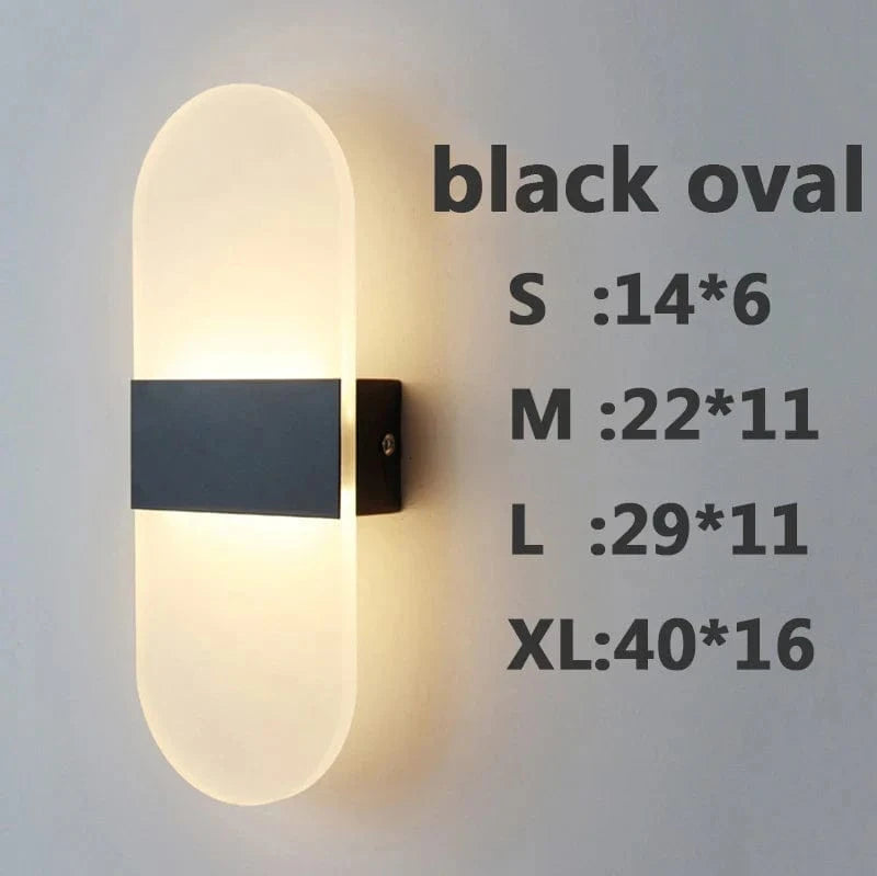 Applique Murale LED Design pour Chambre avec Effet Acrylique Elliptique | Marco Lucetti Ovale noir / L14cmL6cm / Blanc froid