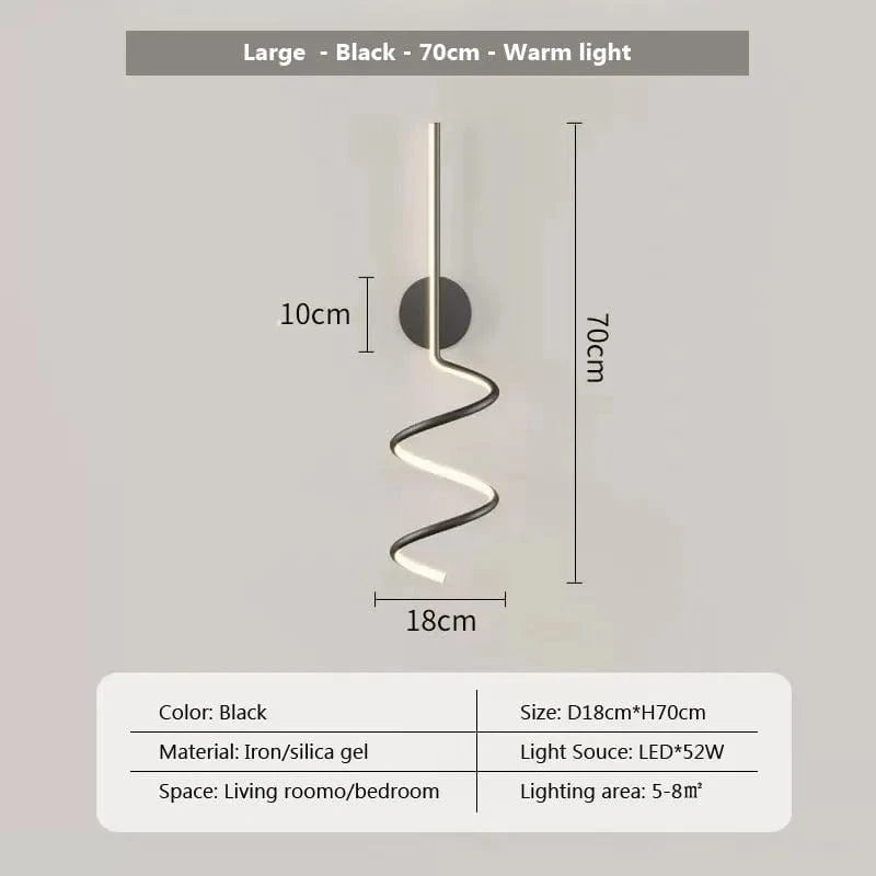 Applique Murale LED Design pour la Maison | Marco Lucetti Noir-70CM / Blanc chaud (2700-3500K) / 110V