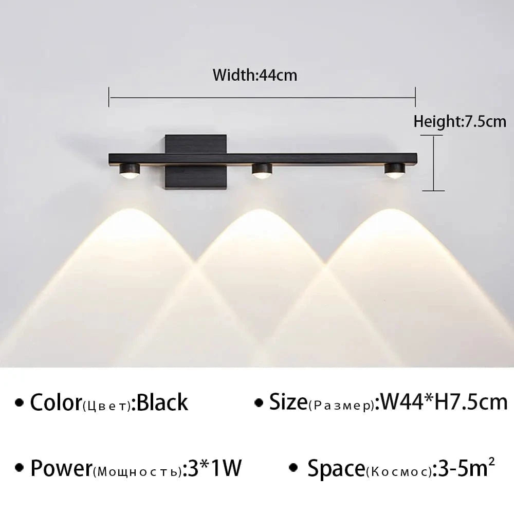 Applique murale LED design pour salle de bain | Marco Lucetti C-Noir 3 têtes / Blanc chaud