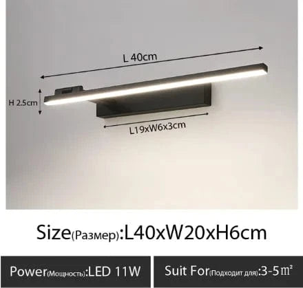 Applique murale LED design pour salle de bain | Marco Lucetti Droite noir L40cm / Lumière blanche