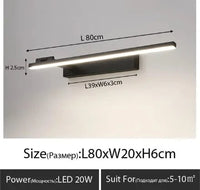 Applique murale LED design pour salle de bain | Marco Lucetti Droite noir L80cm / Lumière blanche