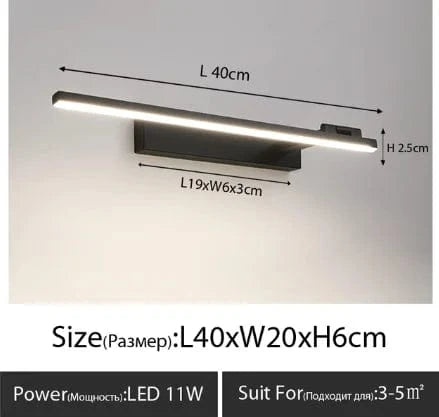 Applique murale LED design pour salle de bain | Marco Lucetti Gauche noir L40cm / Lumière blanche