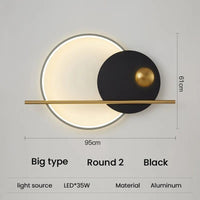 Applique murale LED design pour salon | Marco Lucetti R2 noir grand / Blanc chaud (2700-3500K)