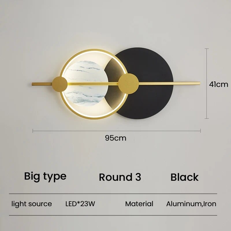 Applique murale LED design pour salon | Marco Lucetti R3 noir grand / Blanc chaud (2700-3500K)