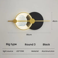 Applique murale LED design pour salon | Marco Lucetti R3 noir grand / Blanc chaud (2700-3500K)