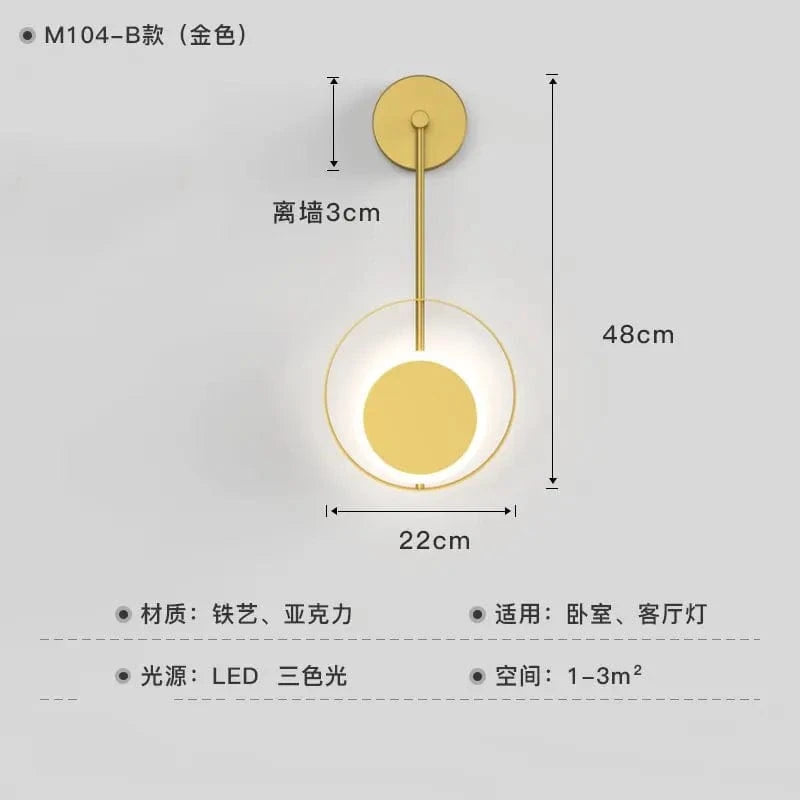 Applique Murale LED Design Scandinave Moderne | Marco Lucetti Doré B / Lumière blanche