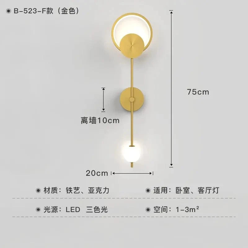 Applique Murale LED Design Scandinave Moderne | Marco Lucetti Doré F / Lumière blanche