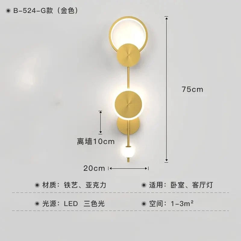 Applique Murale LED Design Scandinave Moderne | Marco Lucetti G doré / Lumière blanche